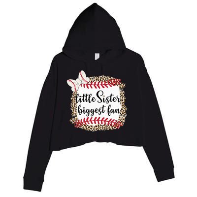 Baseball Little Sister Biggest Fan For Baseball Player Crop Fleece Hoodie