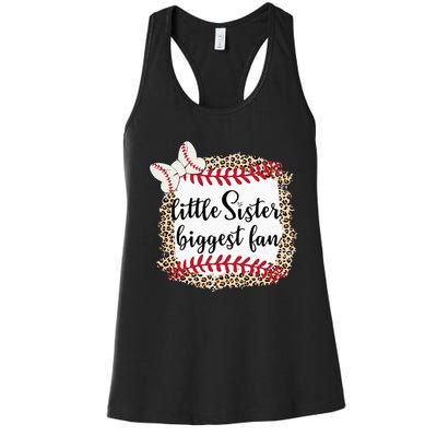 Baseball Little Sister Biggest Fan For Baseball Player Women's Racerback Tank