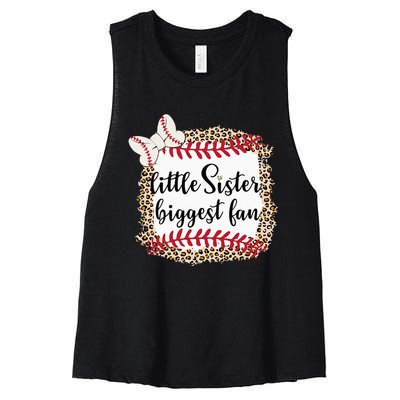 Baseball Little Sister Biggest Fan For Baseball Player Women's Racerback Cropped Tank