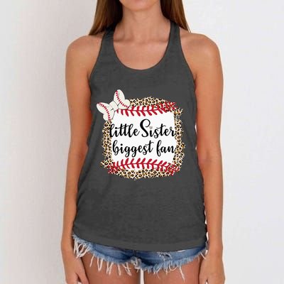 Baseball Little Sister Biggest Fan For Baseball Player Women's Knotted Racerback Tank