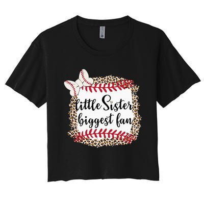 Baseball Little Sister Biggest Fan For Baseball Player Women's Crop Top Tee