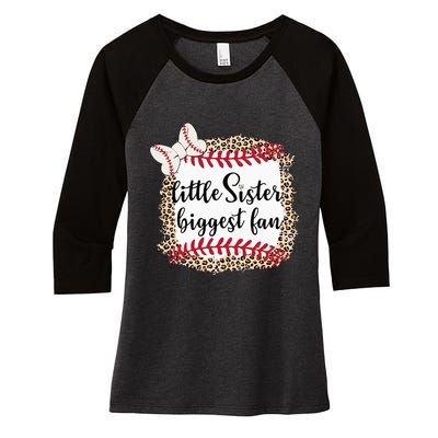 Baseball Little Sister Biggest Fan For Baseball Player Women's Tri-Blend 3/4-Sleeve Raglan Shirt