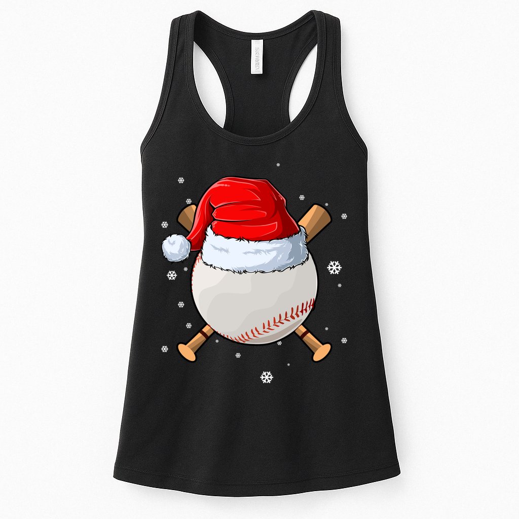 Baseball Lover Santa Christmas Holiday Womens Tank Top