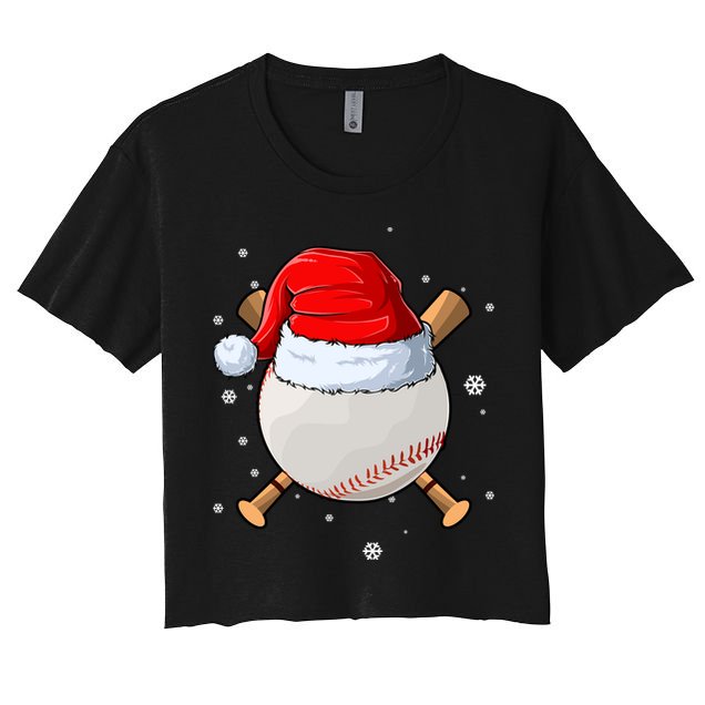Baseball Lover Santa Christmas Holiday Crop Top