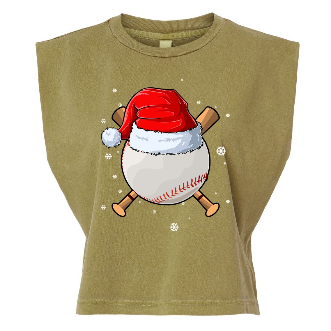 Baseball Lover Santa Christmas Holiday Garment-Dyed Women's Muscle Tee
