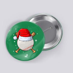 Baseball Lover Santa Christmas Holiday Button