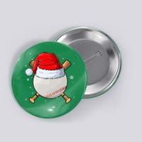 Baseball Lover Santa Christmas Holiday Button