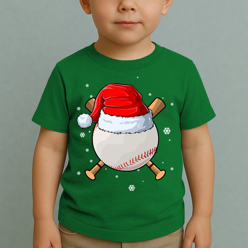Baseball Lover Santa Christmas Holiday Toddler T-Shirt
