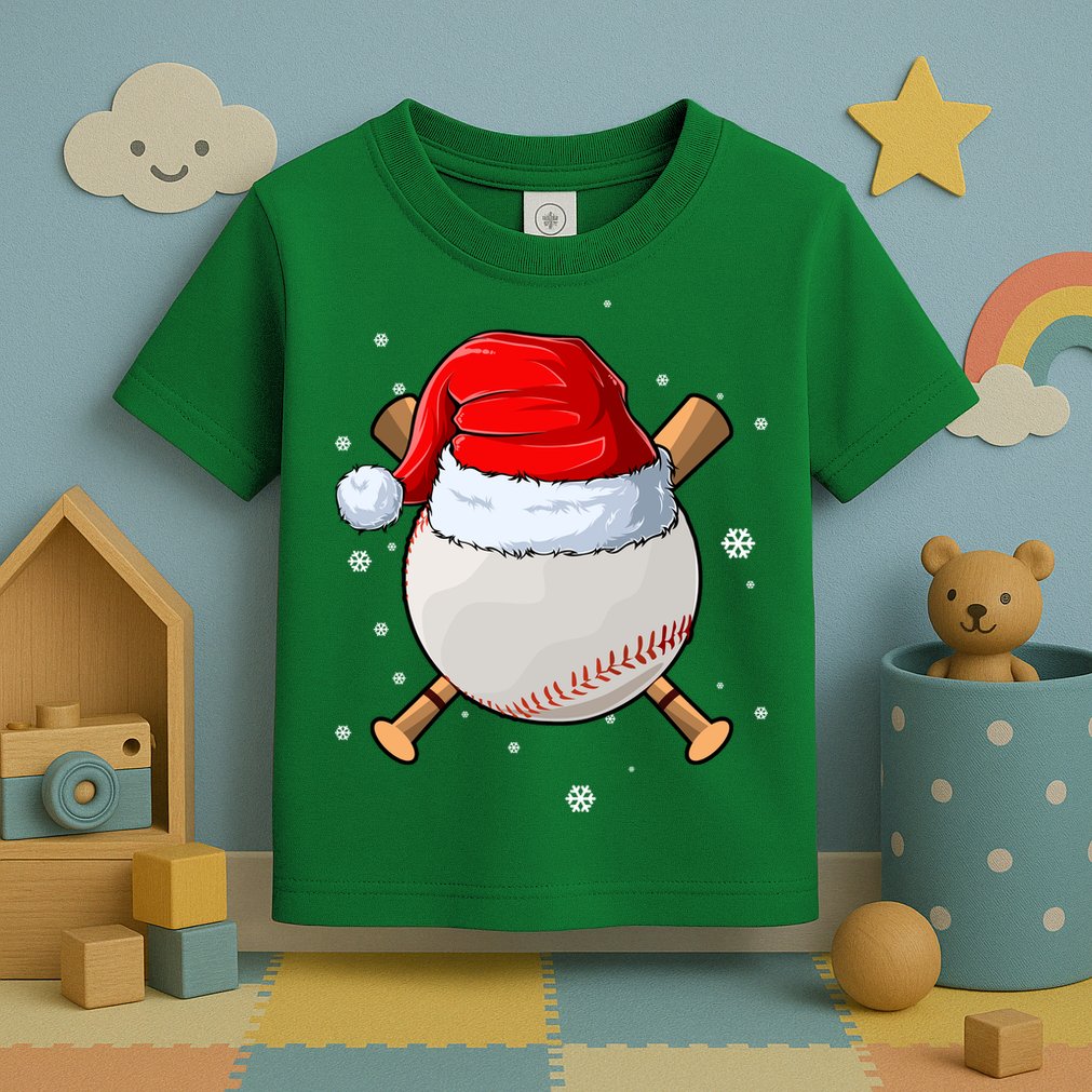 Baseball Lover Santa Christmas Holiday Toddler T-Shirt