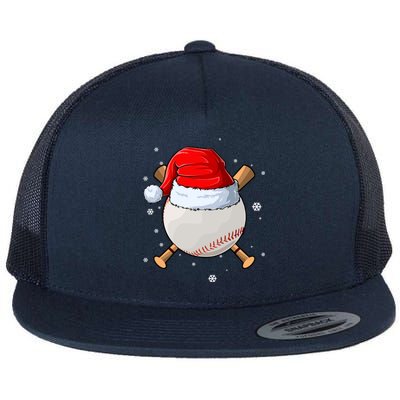 Baseball Lover Santa Christmas Holiday Flat Bill Trucker Hat