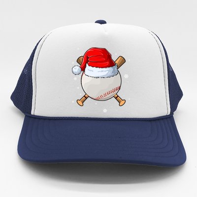 Baseball Lover Santa Christmas Holiday Trucker Hat