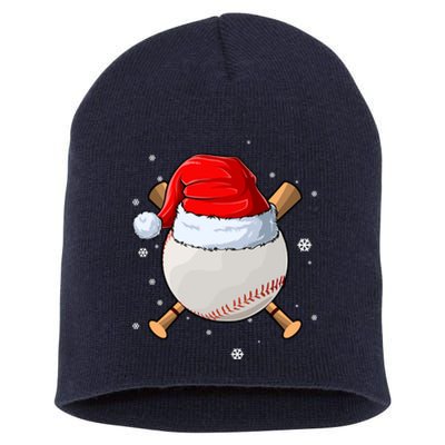 Baseball Lover Santa Christmas Holiday Short Acrylic Beanie