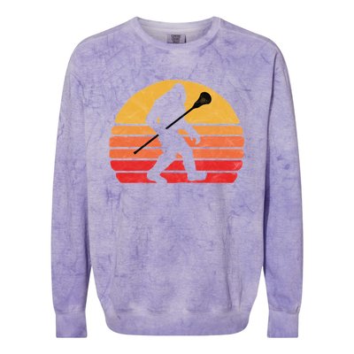 Bigfoot Lacrosse Stick Vintage Surf Sun Funny Lax Gift Colorblast Crewneck Sweatshirt