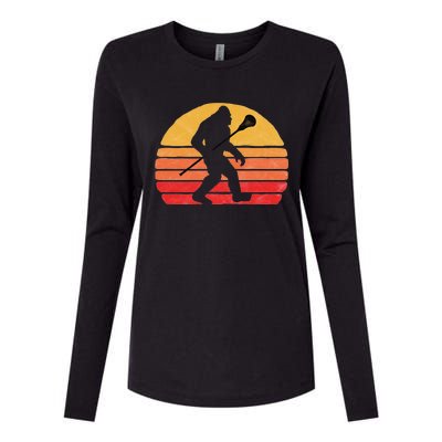 Bigfoot Lacrosse Stick Vintage Surf Sun Funny Lax Gift Womens Cotton Relaxed Long Sleeve T-Shirt