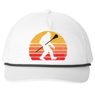 Bigfoot Lacrosse Stick Vintage Surf Sun Funny Lax Gift Snapback Five-Panel Rope Hat