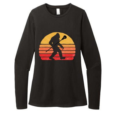 Bigfoot Lacrosse Stick Vintage Surf Sun Funny Lax Gift Womens CVC Long Sleeve Shirt