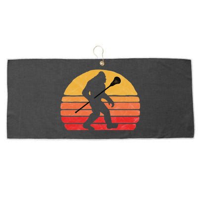 Bigfoot Lacrosse Stick Vintage Surf Sun Funny Lax Gift Large Microfiber Waffle Golf Towel