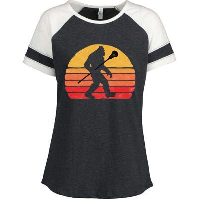 Bigfoot Lacrosse Stick Vintage Surf Sun Funny Lax Gift Enza Ladies Jersey Colorblock Tee