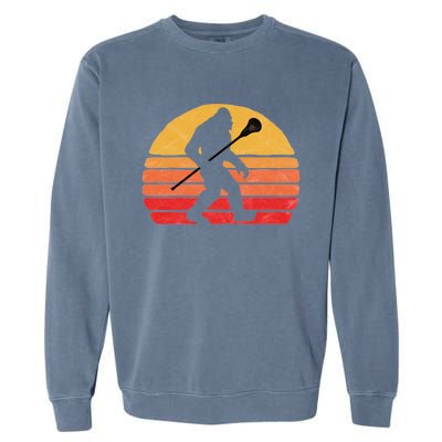 Bigfoot Lacrosse Stick Vintage Surf Sun Funny Lax Gift Garment-Dyed Sweatshirt