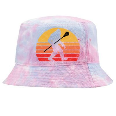 Bigfoot Lacrosse Stick Vintage Surf Sun Funny Lax Gift Tie-Dyed Bucket Hat