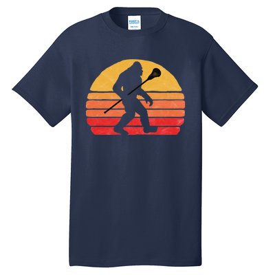 Bigfoot Lacrosse Stick Vintage Surf Sun Funny Lax Gift Tall T-Shirt