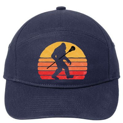 Bigfoot Lacrosse Stick Vintage Surf Sun Funny Lax Gift 7-Panel Snapback Hat