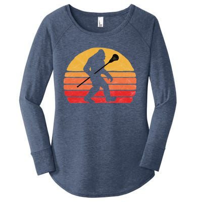 Bigfoot Lacrosse Stick Vintage Surf Sun Funny Lax Gift Women's Perfect Tri Tunic Long Sleeve Shirt