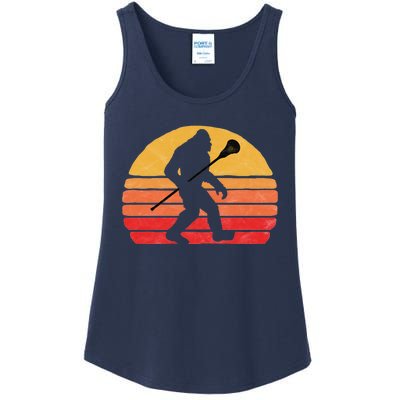 Bigfoot Lacrosse Stick Vintage Surf Sun Funny Lax Gift Ladies Essential Tank