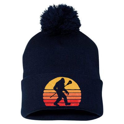 Bigfoot Lacrosse Stick Vintage Surf Sun Funny Lax Gift Pom Pom 12in Knit Beanie