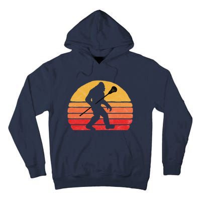 Bigfoot Lacrosse Stick Vintage Surf Sun Funny Lax Gift Tall Hoodie