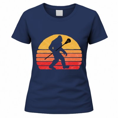 Bigfoot Lacrosse Stick Vintage Surf Sun Funny Lax Gift Women's T-Shirt