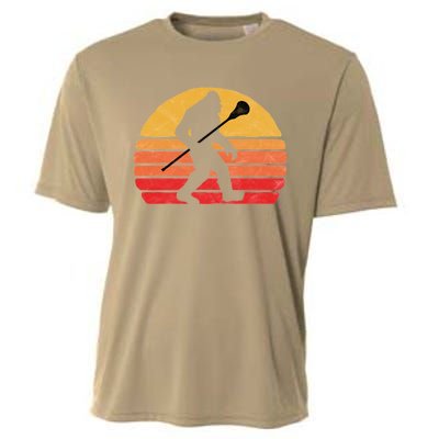 Bigfoot Lacrosse Stick Vintage Surf Sun Funny Lax Gift Cooling Performance Crew T-Shirt