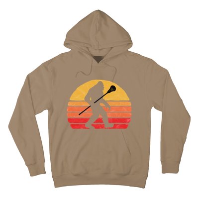 Bigfoot Lacrosse Stick Vintage Surf Sun Funny Lax Gift Hoodie