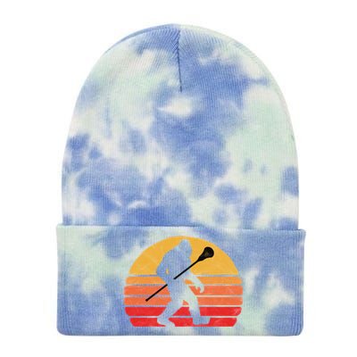 Bigfoot Lacrosse Stick Vintage Surf Sun Funny Lax Gift Tie Dye 12in Knit Beanie