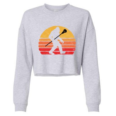 Bigfoot Lacrosse Stick Vintage Surf Sun Funny Lax Gift Cropped Pullover Crew