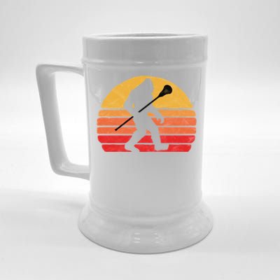 Bigfoot Lacrosse Stick Vintage Surf Sun Funny Lax Gift Beer Stein