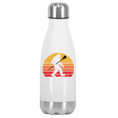 Bigfoot Lacrosse Stick Vintage Surf Sun Funny Lax Gift Stainless Steel Insulated Water Bottle