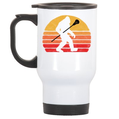 Bigfoot Lacrosse Stick Vintage Surf Sun Funny Lax Gift Stainless Steel Travel Mug