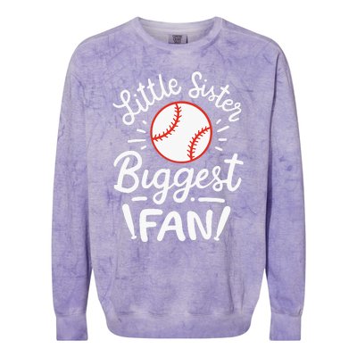 Baseball Little Sister Biggest Fan Colorblast Crewneck Sweatshirt