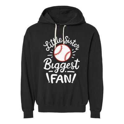 Baseball Little Sister Biggest Fan Garment-Dyed Fleece Hoodie