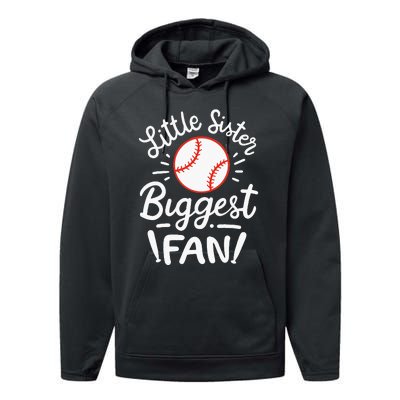 Baseball Little Sister Biggest Fan Performance Fleece Hoodie