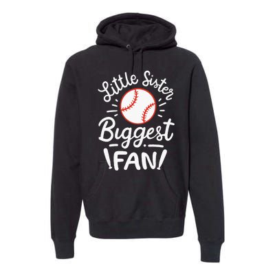 Baseball Little Sister Biggest Fan Premium Hoodie