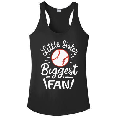 Baseball Little Sister Biggest Fan Ladies PosiCharge Competitor Racerback Tank