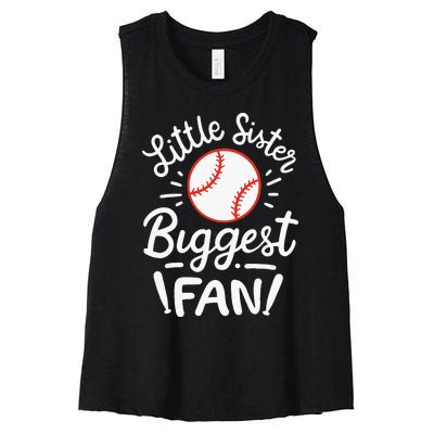 Baseball Little Sister Biggest Fan Women's Racerback Cropped Tank