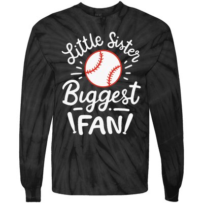 Baseball Little Sister Biggest Fan Tie-Dye Long Sleeve Shirt