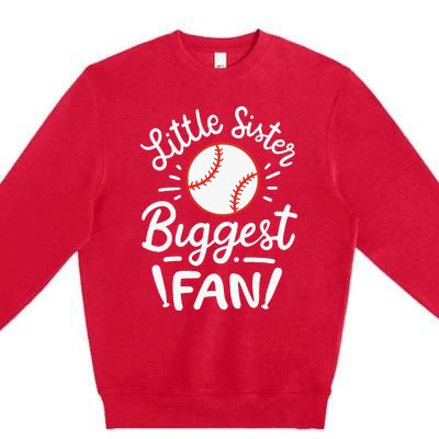 Baseball Little Sister Biggest Fan Premium Crewneck Sweatshirt