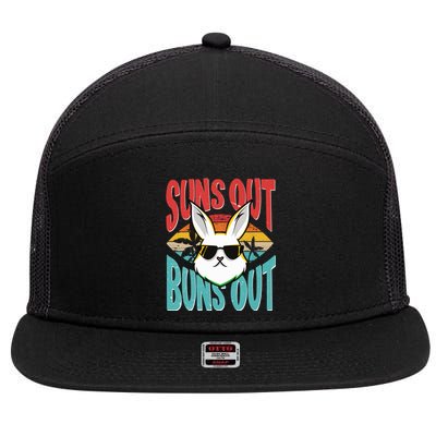 Bunny Lover Suns Out Buns Out Gift 7 Panel Mesh Trucker Snapback Hat