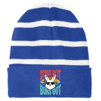 Bunny Lover Suns Out Buns Out Gift Striped Beanie with Solid Band