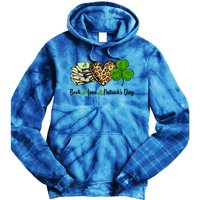 Book Love Shamrock Leopard Heart Book Lover St Patrick's Day Funny Gift Tie Dye Hoodie