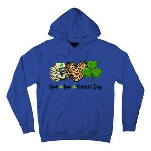 Book Love Shamrock Leopard Heart Book Lover St Patrick's Day Funny Gift Tall Hoodie